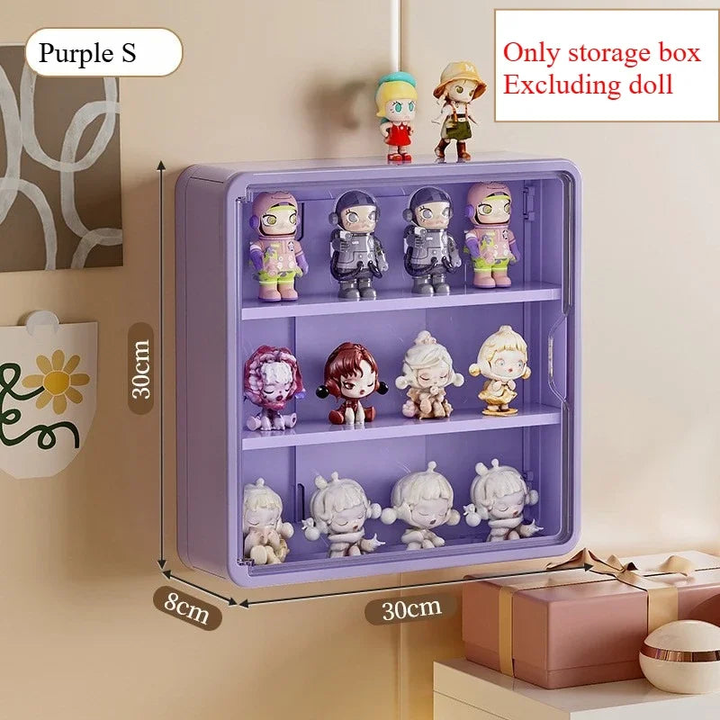 boîtes figurines transparentes modernes beige jaune violet blanc adhésives 30cm 30cm