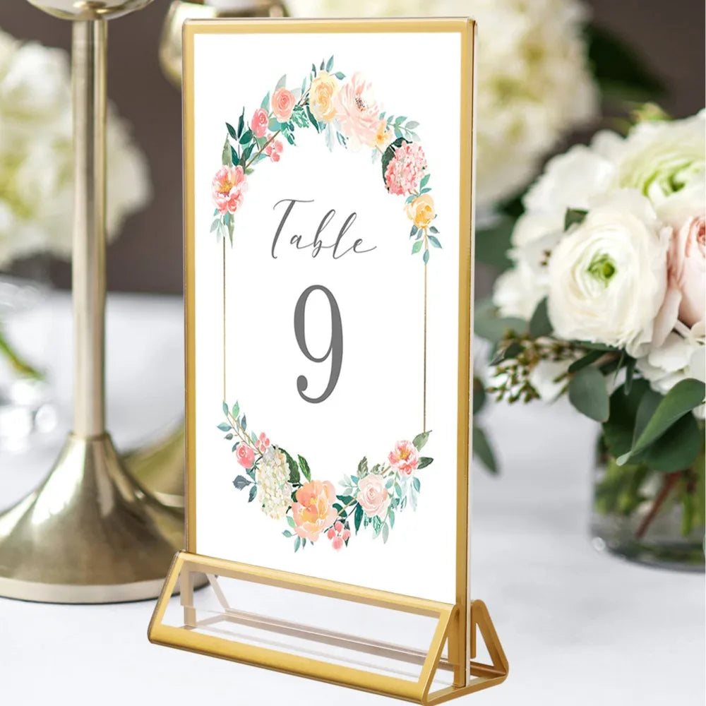 cadre double face moderne or transparent motifs fleurs feuilles papier photo a5 pieds triangulaires