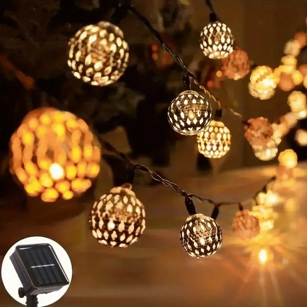 guirlande lumineuse solaire 5m 20leds violet géométrique moderne extérieur nocturne halloween noël mariage