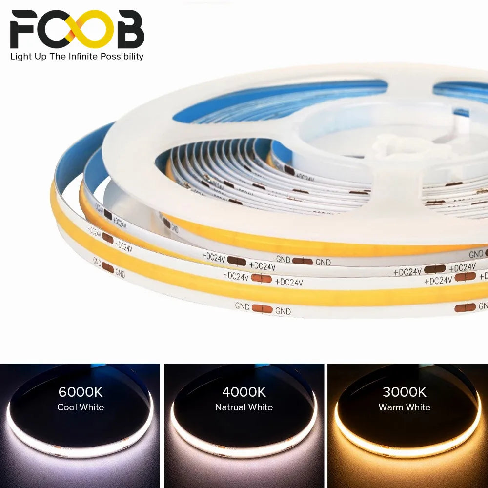 ruban led 320 leds 6000k 4000k 3000k 12v 24v blanc moderne flexible haute densité