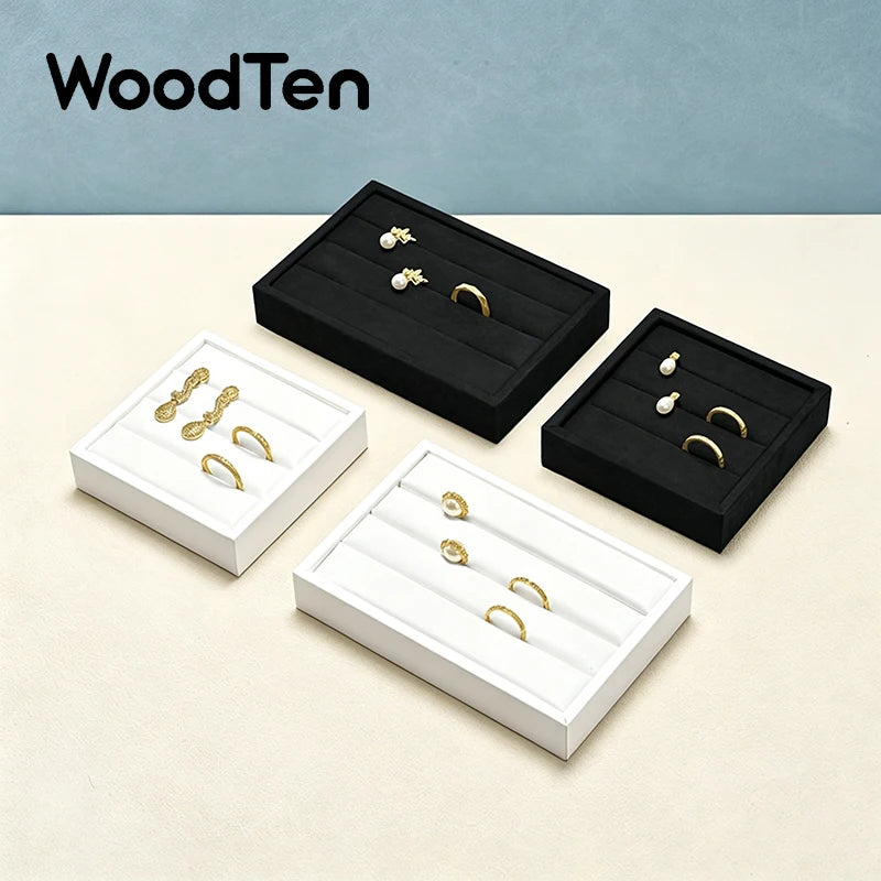 boîtes bijoux velours moderne noir blanc rangement bagues boucles d'oreilles portable festival domestique
