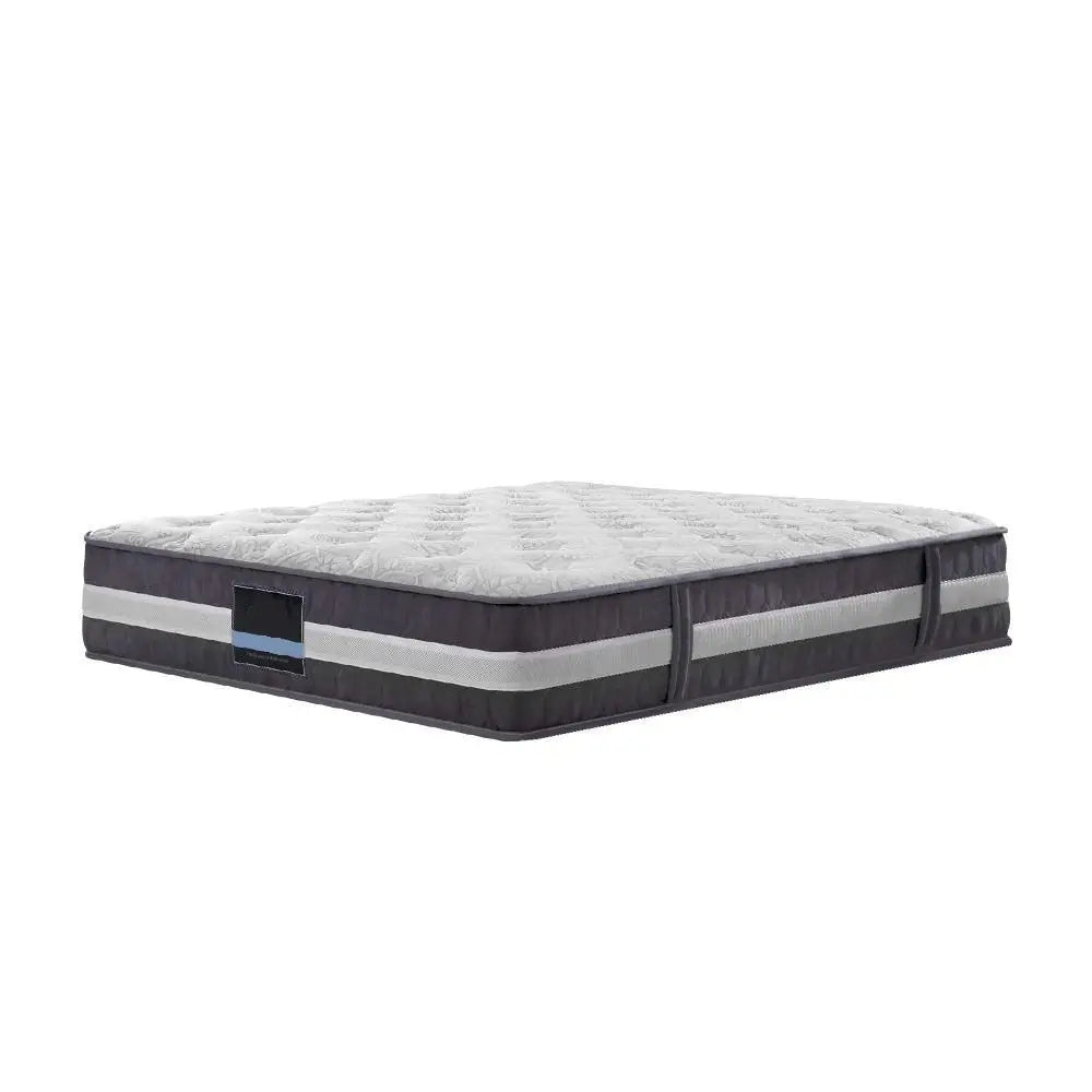 matelas ressorts ensachés 30cm moelleux mousse haute densité tissu floral moderne gris blanc