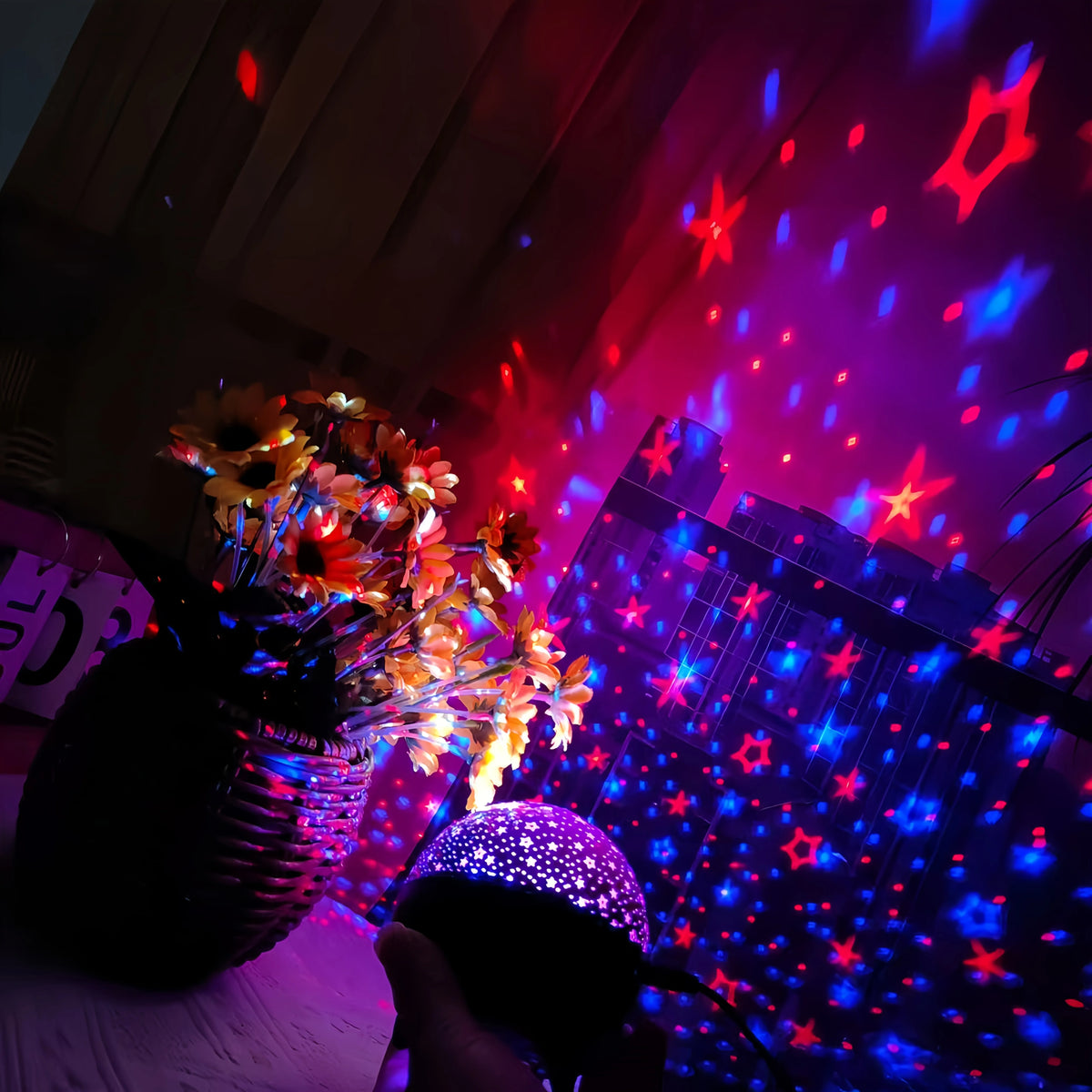 projecteur étoiles lune led veilleuse multicolore moderne câble usb éclairage chambre enfant