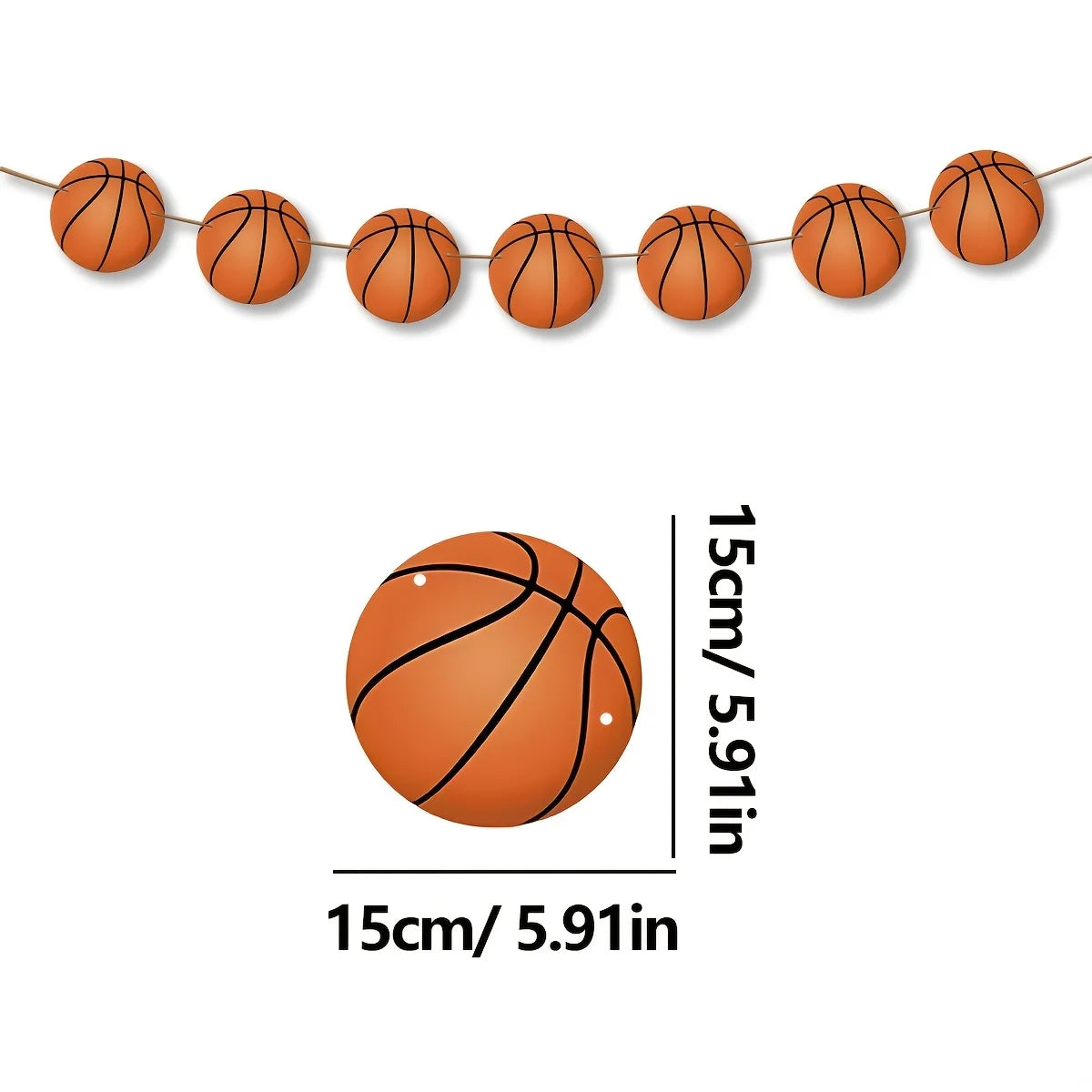 guirlande décoration fête anniversaire thème basket ballons paniers drapeaux enfants fil orange noir blanc