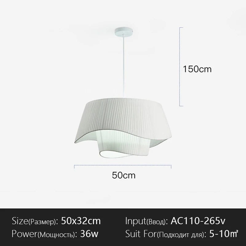 lampe suspendue moderne blanche rayures verticales salon chambre éclairage 50cm 60cm 80cm led flux