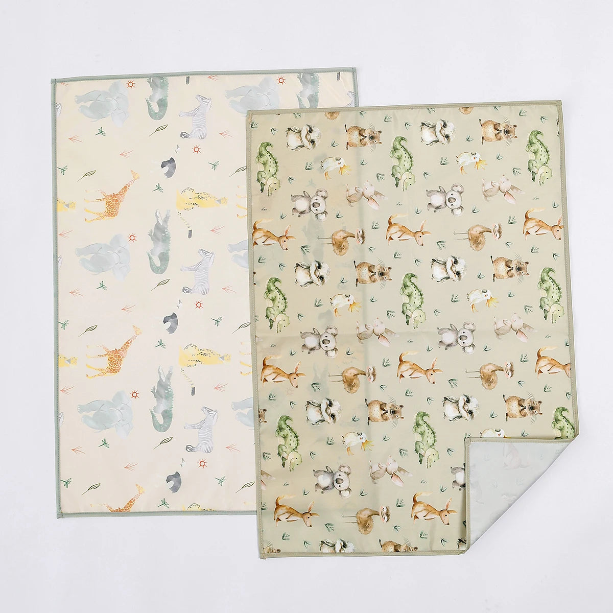 tapis bébé animaux mignons oiseaux lapins koalas 70cm 50cm polyester beige clair imperméable réutilisable