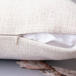 coussin carré rustique polyester brodé lin beige clair lavable amovible 45x45cm glands