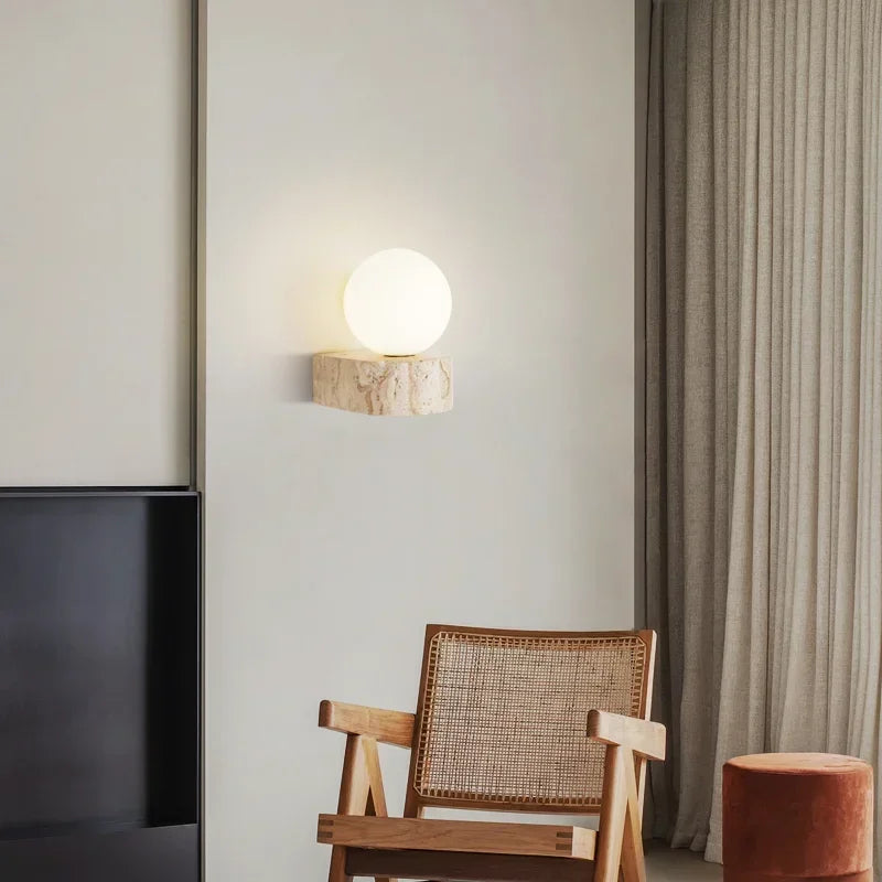 lampe murale moderne verre translucide marbre blanc minimaliste chambre coucher entrée étude