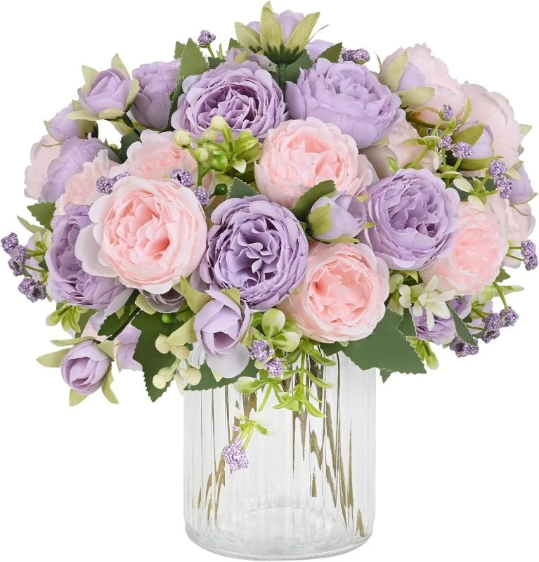 bouquet fleurs artificielles roses pivoines decoration maison mariage anniversaire baby shower intérieur