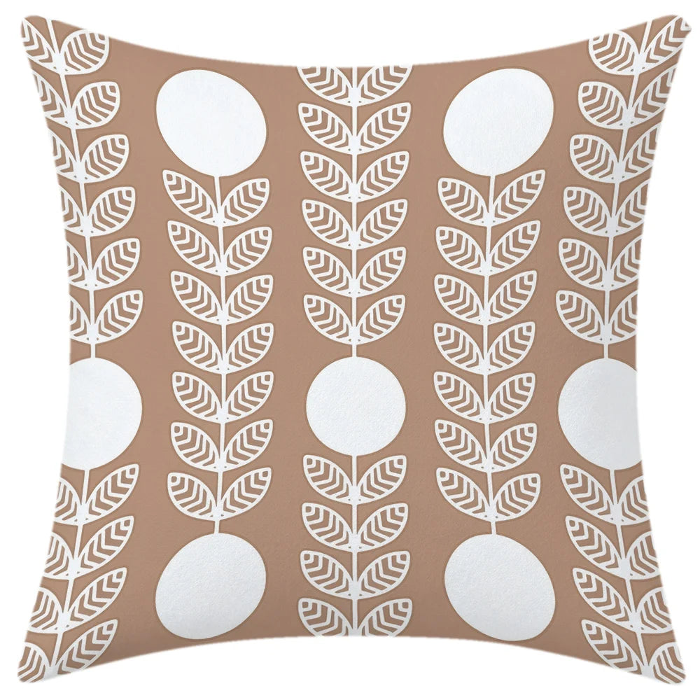 lot housses coussin décoratives motifs géométriques mandalas beige blanc moderne
