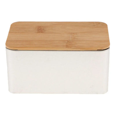 Boîte de rangement en bois avec couvercle bambou bleu pour thé