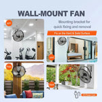 ventilateur mural noir grille métallique moderne réglable télécommande led 120v 240v