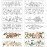 feuilles adhésives broderie motifs floraux fleurs feuilles branches classiques différentes couleurs solubles eau bricolage