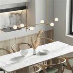 suspension lumineuse moderne sphères translucides structure métallique noir blanc minimaliste plafonnier led contemporain
