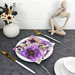 serviettes papier motif floral anémones violet rose élégantes restauration pâtisserie fêtes mariage été