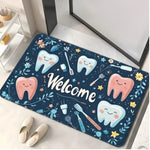 tapis bienvenue moderne dents souriantes rose bleu vert pastelextérieur antidérapant