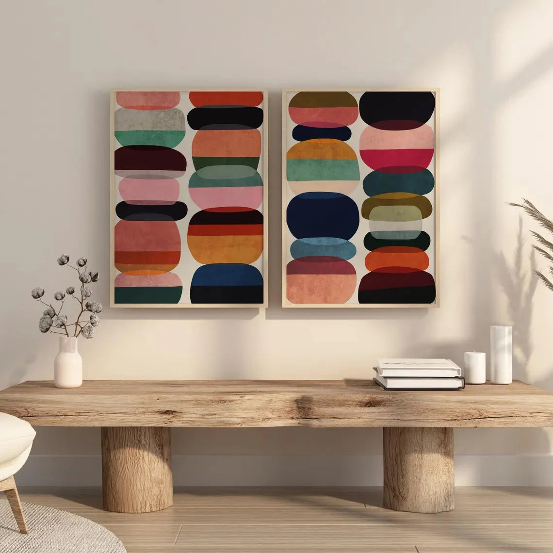 toiles d'art abstrait géométrique multicolore contemporaines sans cadre décoration intérieure