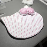 coussin forme chat blanc rose pois tissu polyestère clips decoratif enfantin table decoration