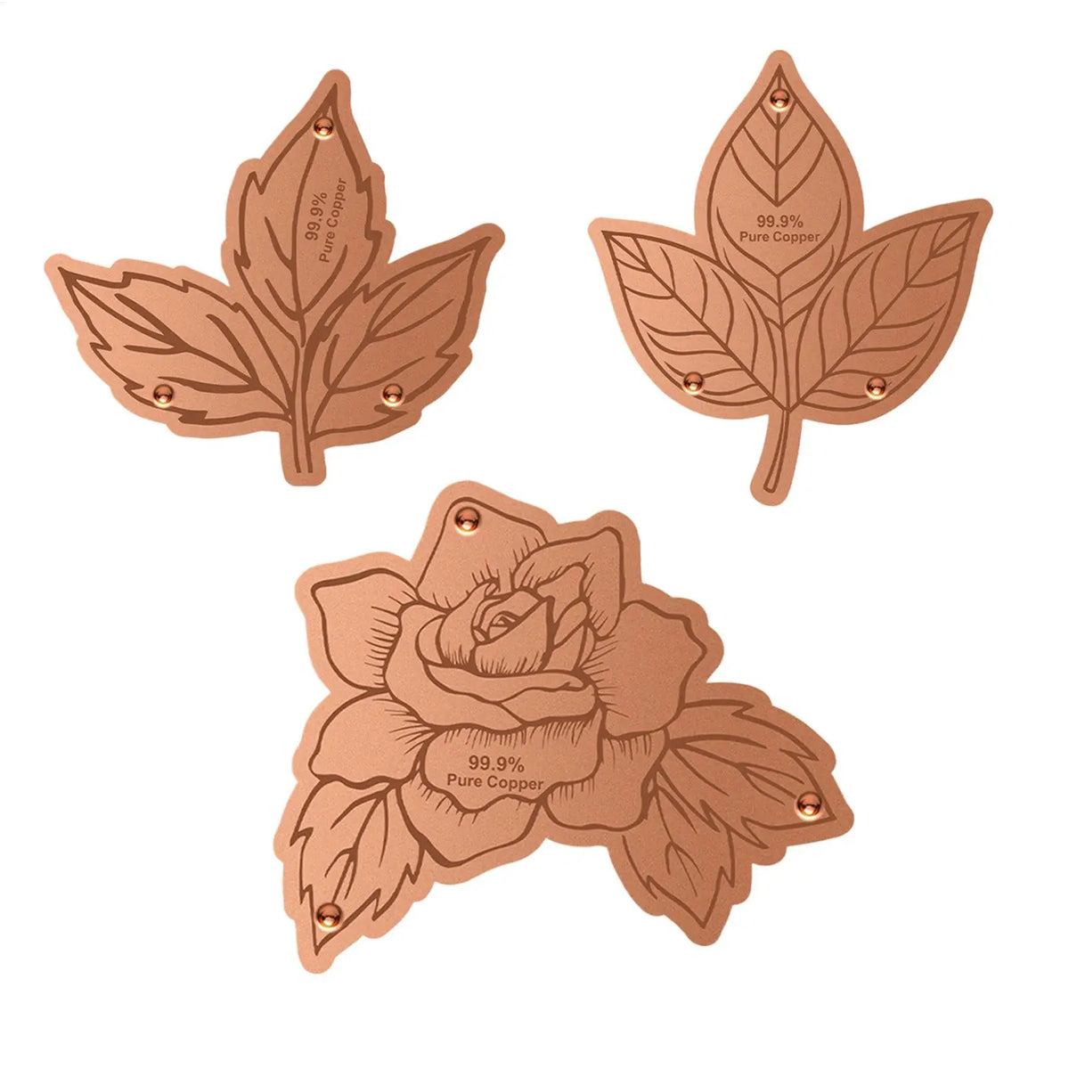 décoration jardin plaque cuivre motif floral feuilles roses artisanal extérieur embellir naturel durable elegance