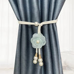 rideaux polonais fleurs relief soie nacrées corde tressée élégant accessoires décoratifs pastel doré