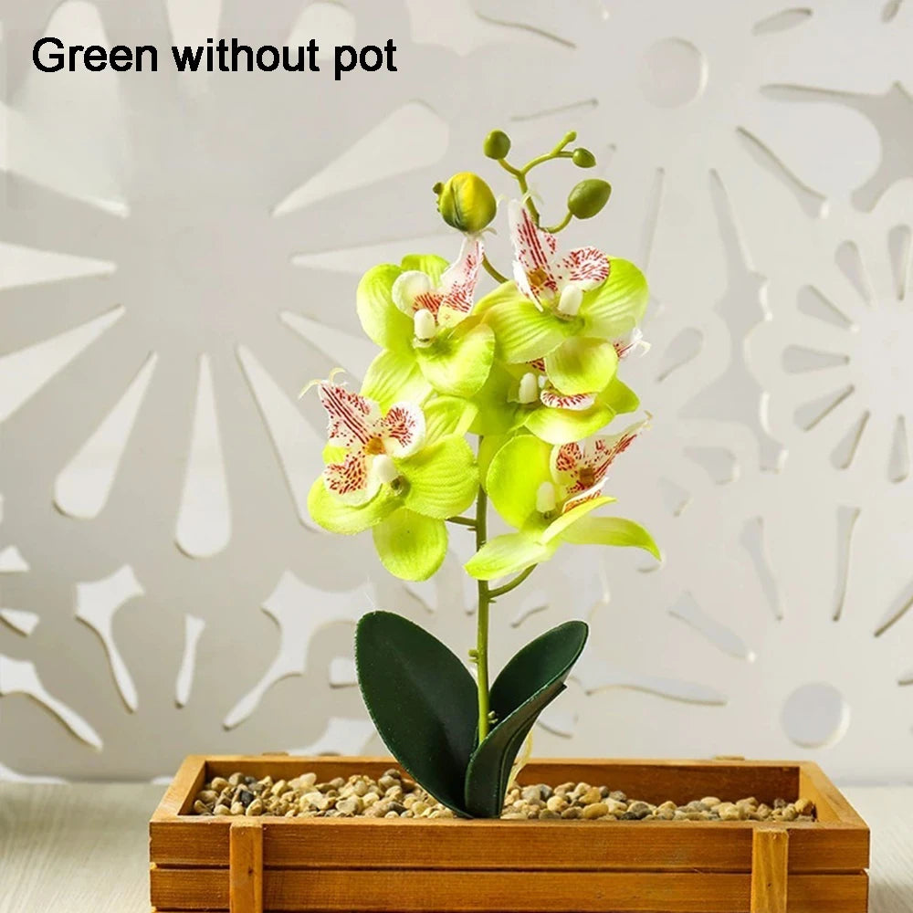 Orchidées artificielles blanches rose vert fleurs douces feuilles vertes moderne intérieur decoration