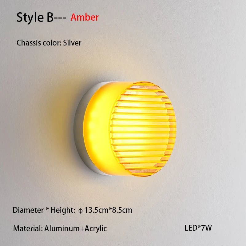 applique murale moderne spirale transparent adhésive blanc smoke grey amber led chambre cuisine étude