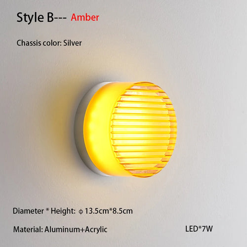 applique murale moderne spirale transparent adhésive blanc smoke grey amber led chambre cuisine étude