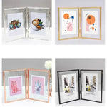 Cadre photo double pliable en verre transparent et métal de style nordique