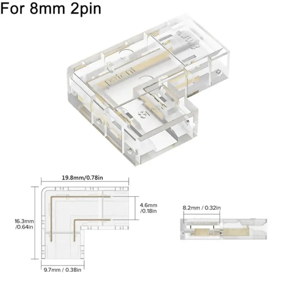 connecteur led transparent broches adhésif moderne pratique 10mm