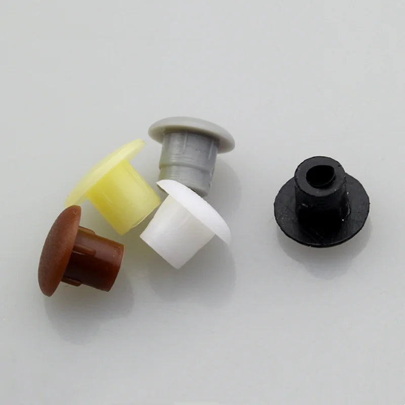 bouchon decoratif cache boulon blanc gris noir marron rond lisse moderne adhésif meuble 5mm