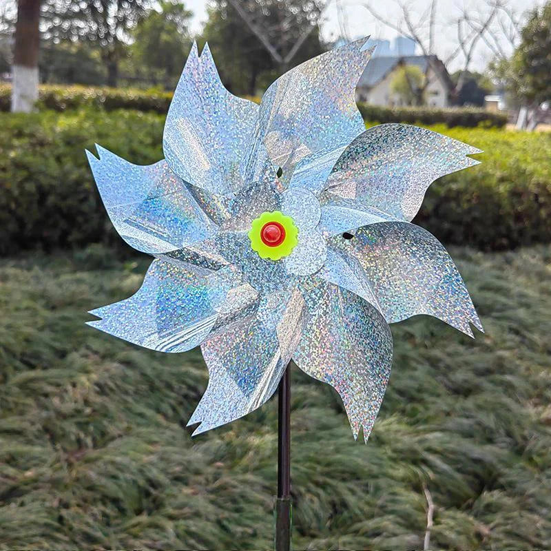décoration extérieure moderne moulin vent lumineux points brillants couleurs vives jardin fixations incluses