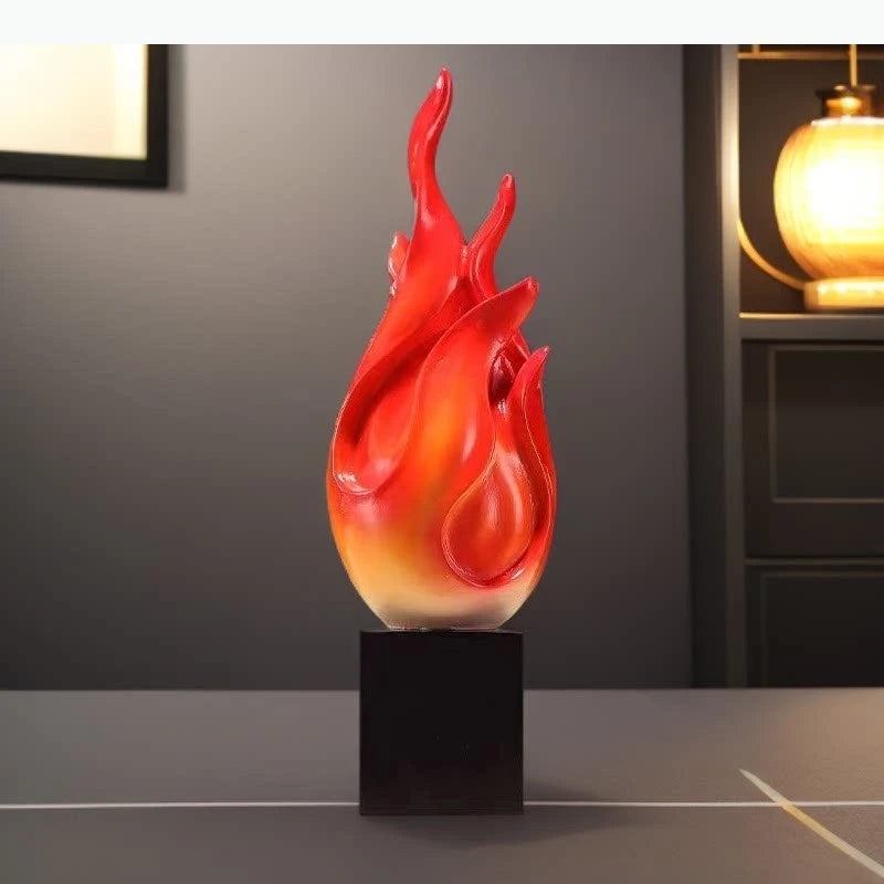 sculpture moderne flamme rouge abstraite décoration intérieure accessoire maison opaque translucide