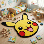 tapis pikachu jaune souriant oreilles noires joues rouges chambre enfant cartoon mignon adhésif polyestère