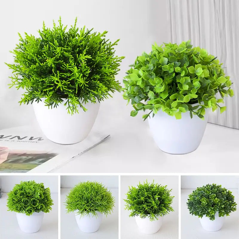 plante artificielle bonsaï verte pot blanc décoration intérieure moderne maison