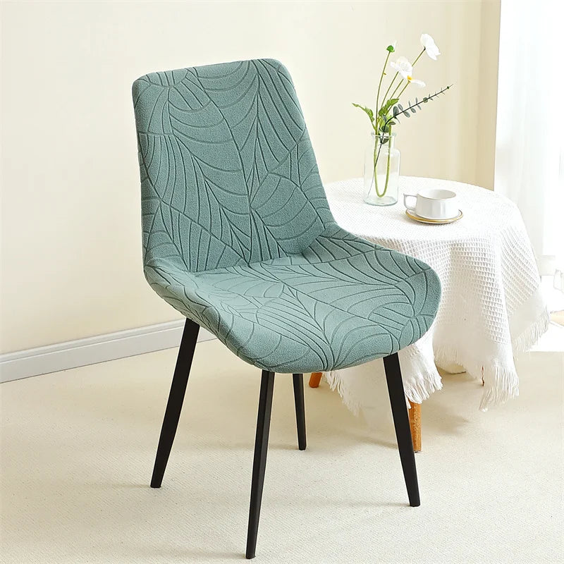 housse chaise moderne jacquard motif feuilles gris clair protection siège banquet mariage