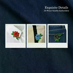 broderies 3d fleurs roses pivoines adhésif transparents motifs floraux couleurs bleues vertes rouges jaunes