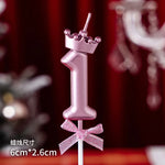 bougies numeriques rose couronne ruban brillant pique decoration anniversaire festif chiffres princesse