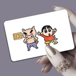 autocollants protection cartes bancaires dessins animés personnages porc oiseau violet vert blanc illustration