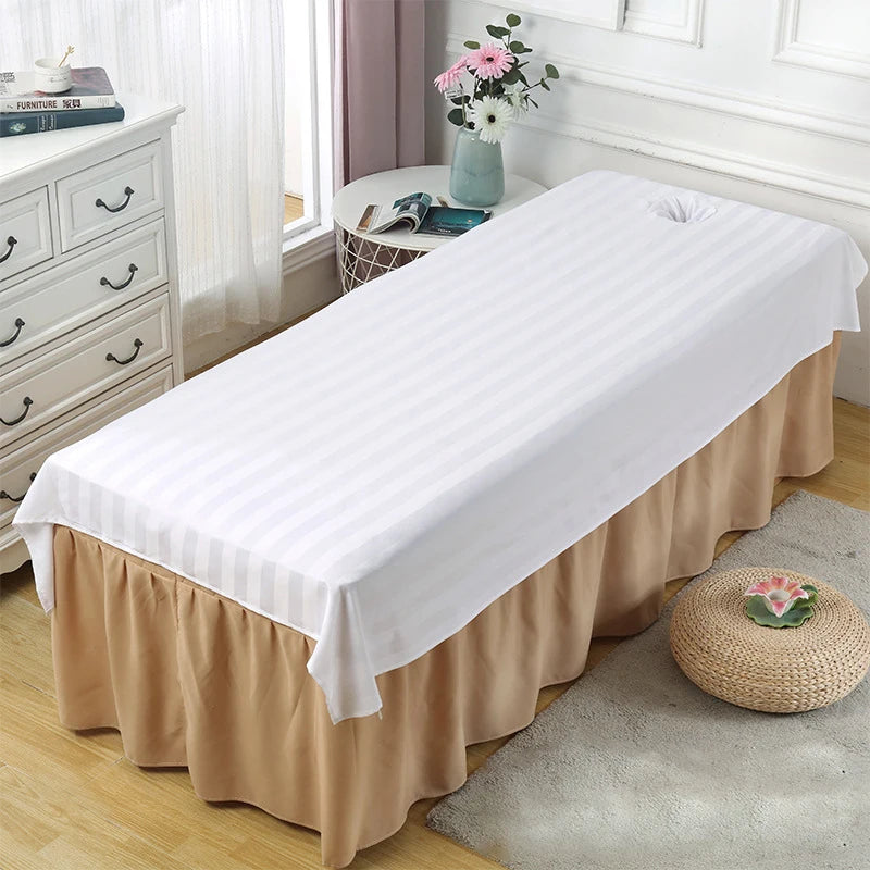 drap massage rayures horizontales blanc rose bleu gris marron moderne coton polyester adultes lit