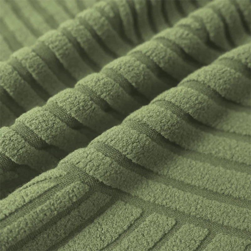 couverture chaise moderne vert olive rayures horizontales élasthanne polyester salle manger fauteuil