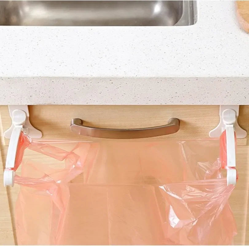 support sac poubelle moderne rose translucide clips blancs cuisine évier utilitaire organisation rangement