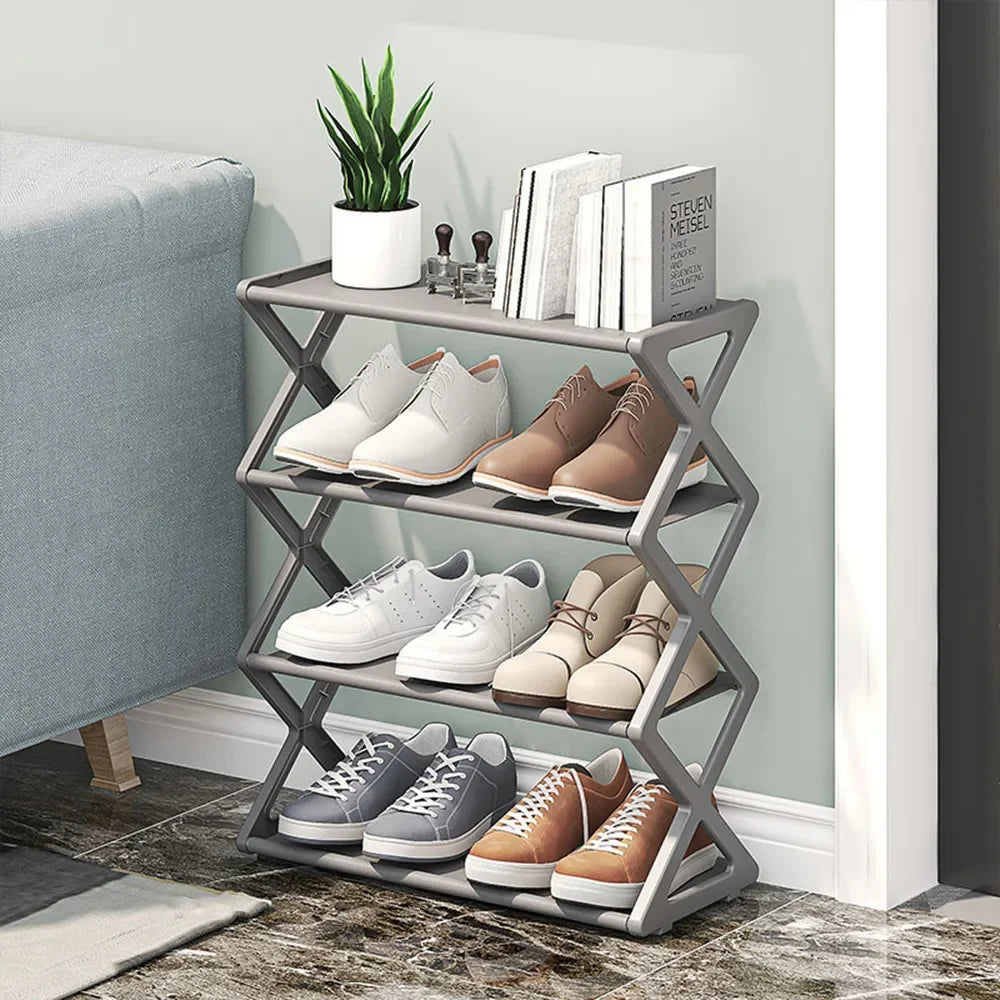 organisateur pliable étagère chaussures moderne noir minimaliste gain place montage facile