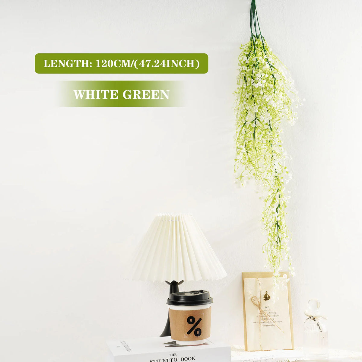guirlande artificielle fleurs fines feuilles vertes rose blanche extérieur moderne 83cm decoration fausses plantes