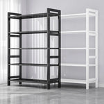 étagère rangement noire multifonctionnelle moderne acier inoxydable bambou réutilisable livres plantes