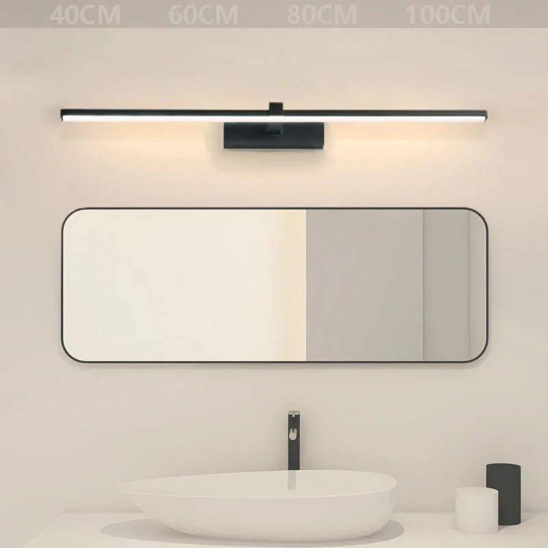 lampe murale moderne miroir led 100cm blanc noir minimaliste chambre cuisine