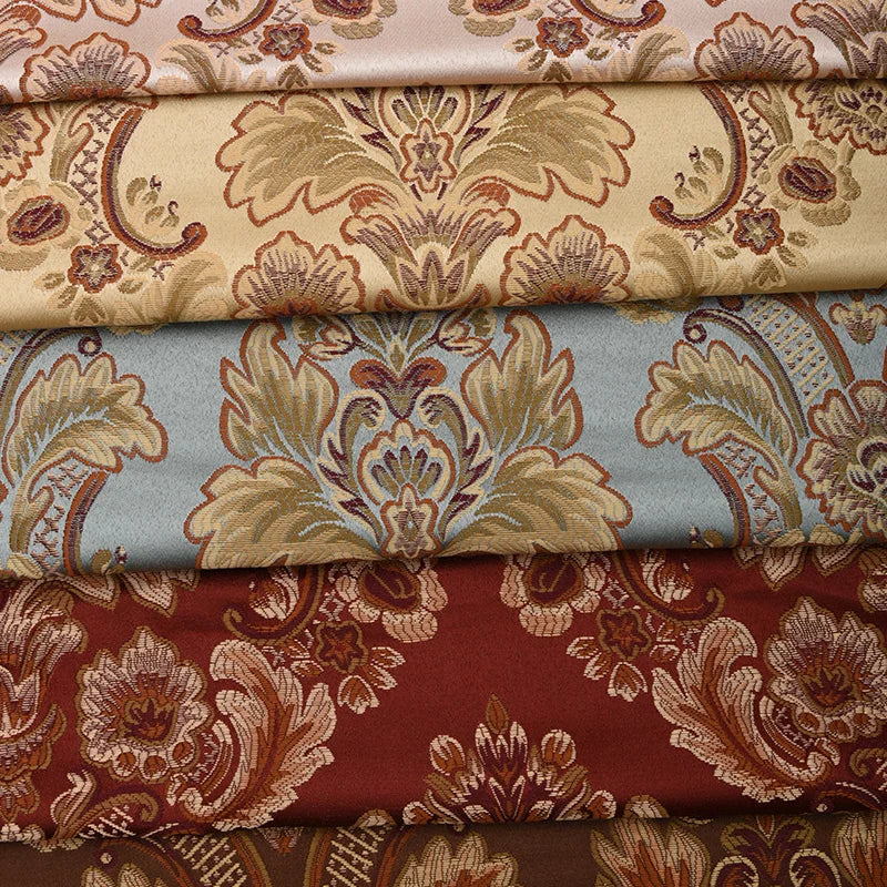 tissu polyester floral brocart beige marron bleu clair classique élégant hautement absorbant opaque mètre