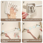 porte serviettes mural adhésif blanc texture tissu beige moderne salle bain 30cm 40cm
