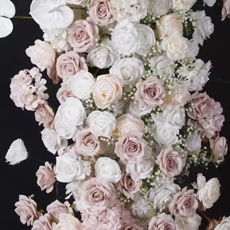décoration événement mariage extérieur rose soie blanche romantique élégante moderne arches fleurs