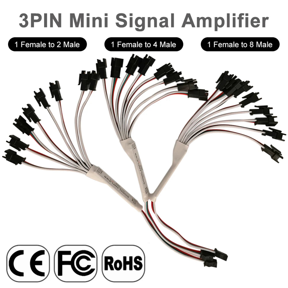 amplificateur signal led connecteur électronique câble noir rouge bleu blanc ws2812b ws2811 sk6812