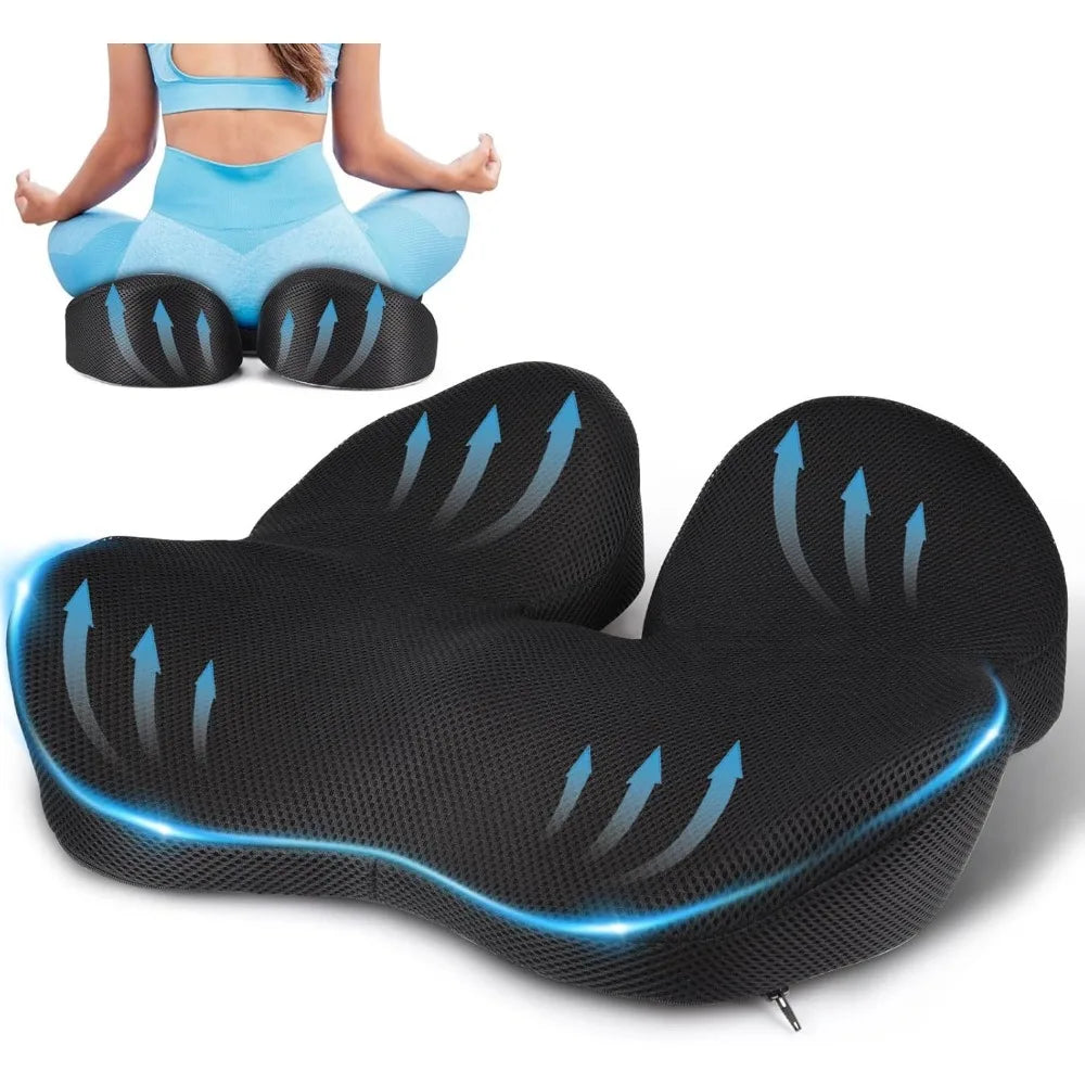 coussin siège mousse mémoire forme polyester texture maille noir ergonomique contour arrondi rétro éclairage